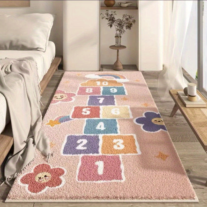 Tapete infantil salto à macaca – arco-íris e flores