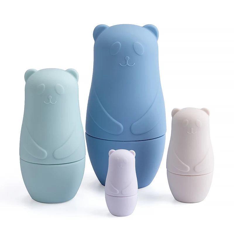 Ursos empilháveis em silicone – Brinquedo sensorial e decorativo