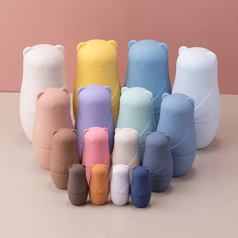 Ursos empilháveis em silicone – Brinquedo sensorial e decorativo