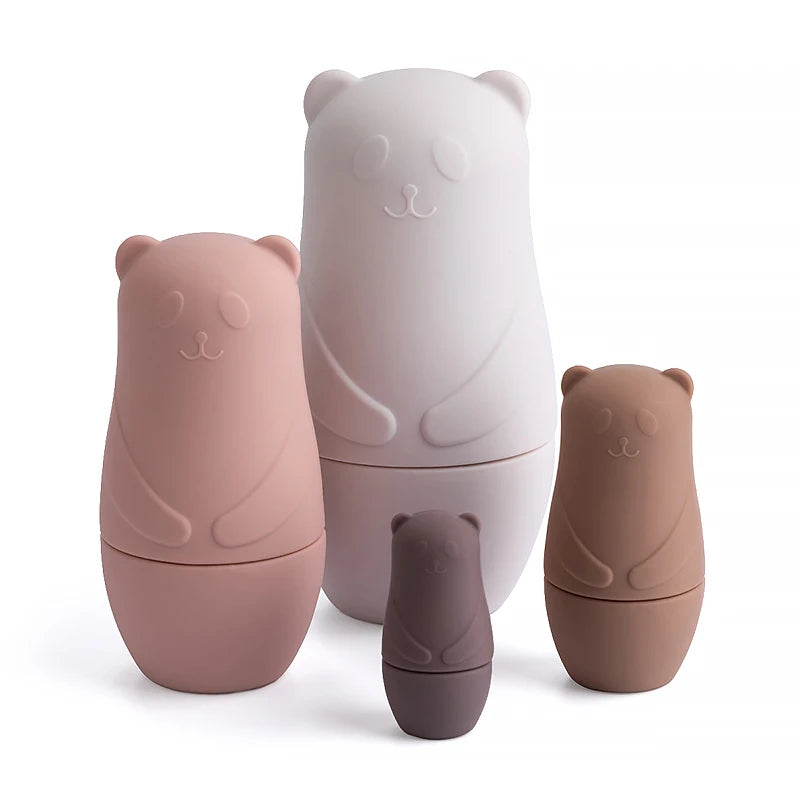 Ursos empilháveis em silicone – Brinquedo sensorial e decorativo