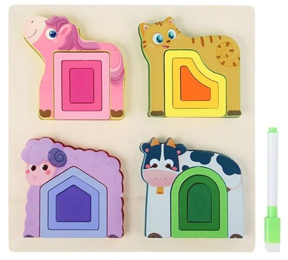 Puzzle de formas e animais – Encaixa, empilha e aprende com diversão!