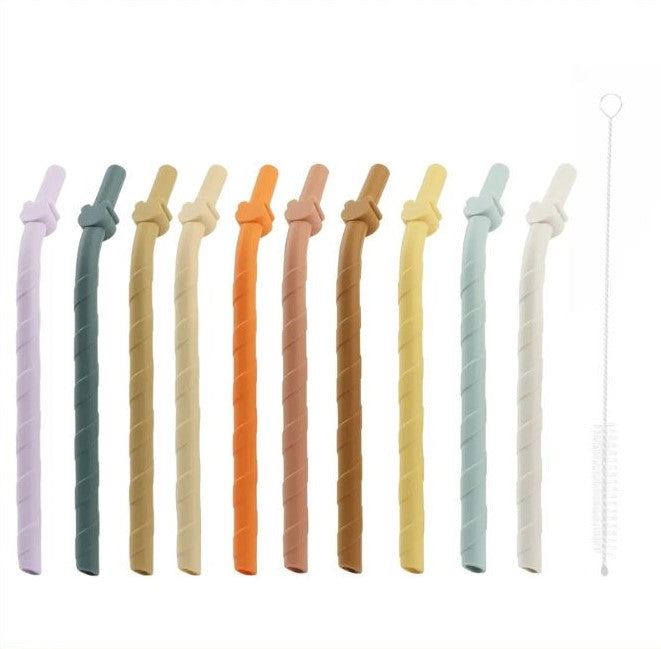 Palhinhas Flexíveis de Silicone Alimentar com Clipe de Urso