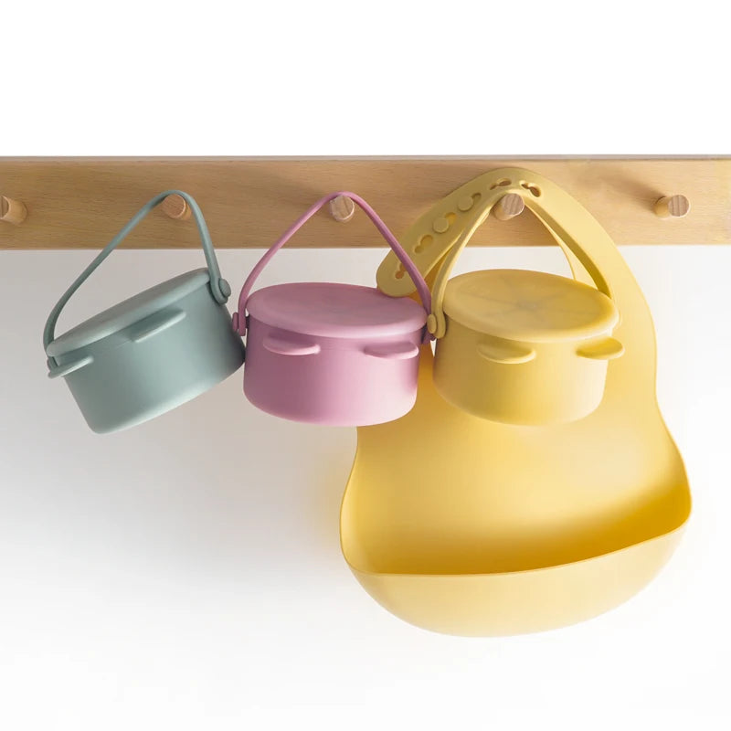 Copo de Snacks em Silicone com Tampa e Asa – Modelo Ursinho