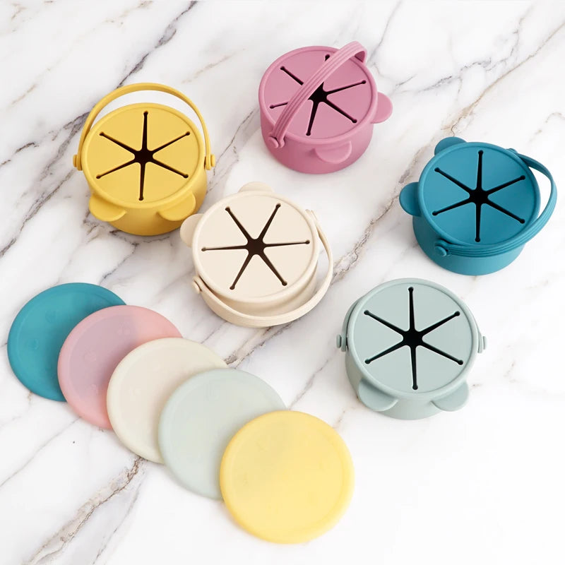 Copo de Snacks em Silicone com Tampa e Asa – Modelo Ursinho