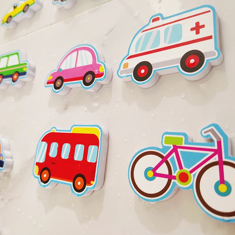 Conjunto Educativo de Brinquedos de Banho – Puzzle EVA Veículos