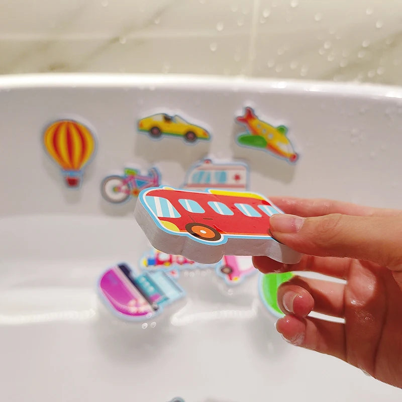Conjunto Educativo de Brinquedos de Banho – Puzzle EVA Veículos