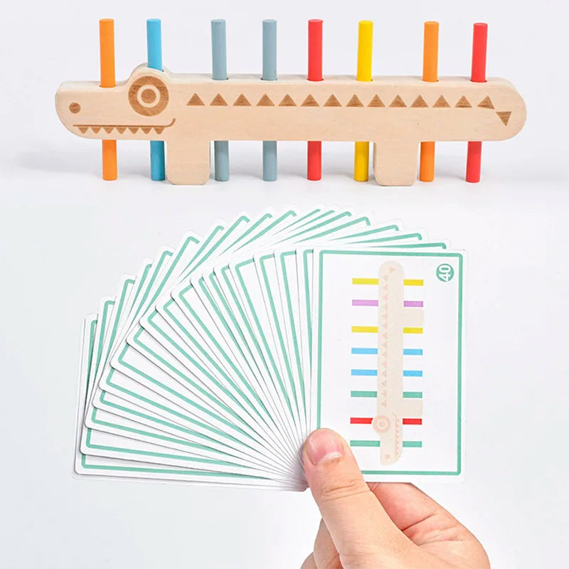 Crocodilo das Cores – Jogo de Equilíbrio e Lógica em Madeira