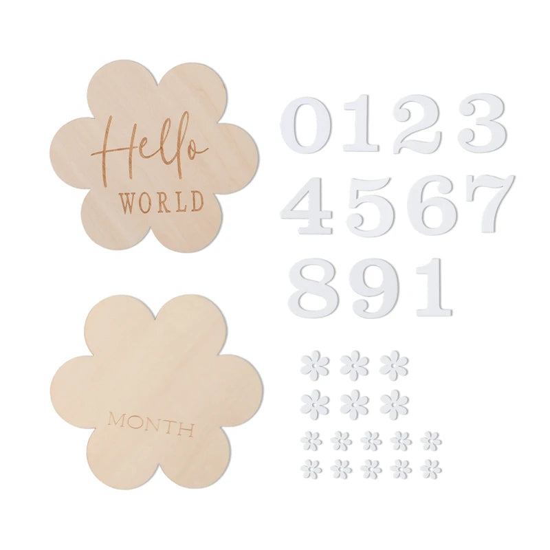 Placas de Mesversário em Madeira com Flores
