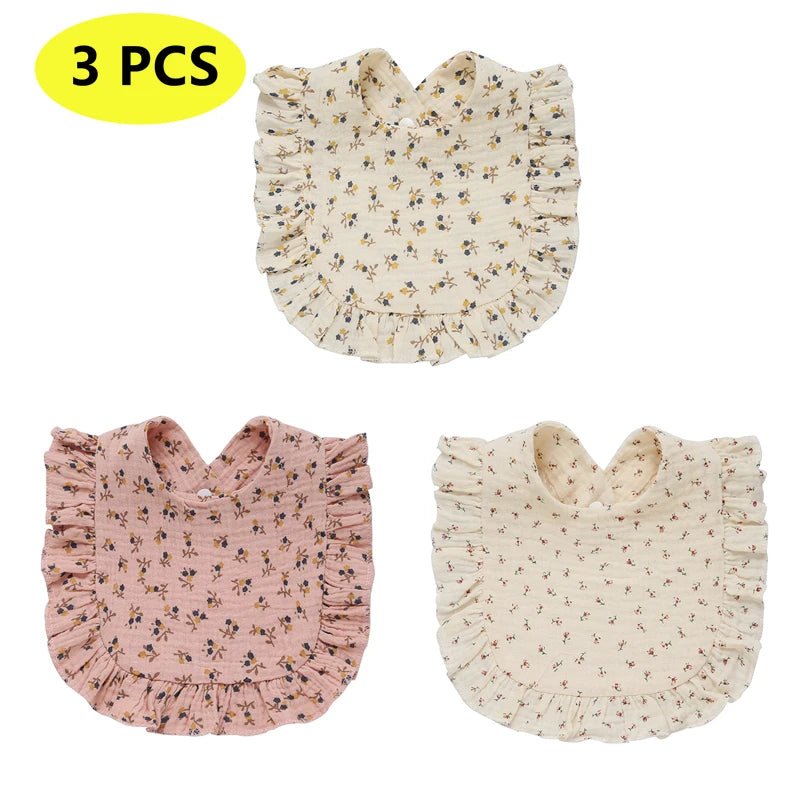Set of 5 cotton bibs with ruffles