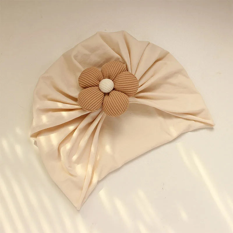 Conjunto flor de algodão – turbante + meias para bebé (0-12M)