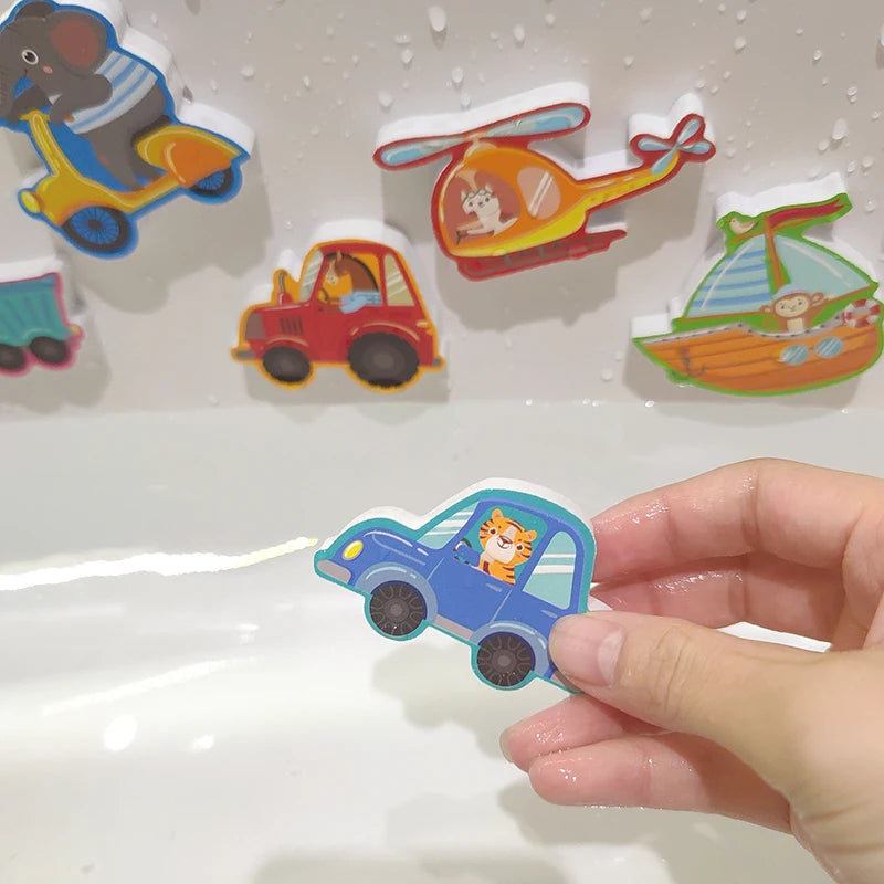 Conjunto Educativo de Brinquedos de Banho – Puzzle EVA Veículos