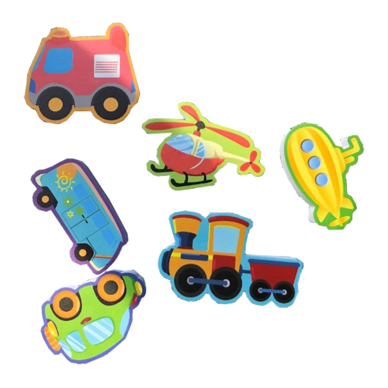 Conjunto Educativo de Brinquedos de Banho – Puzzle EVA Veículos