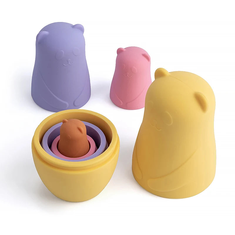 Ursos empilháveis em silicone – Brinquedo sensorial e decorativo