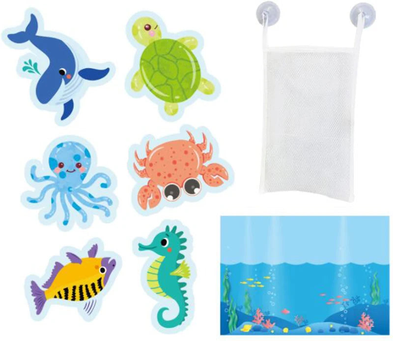 Conjunto educativo de banho – puzzle de espuma EVA com animais marinhos