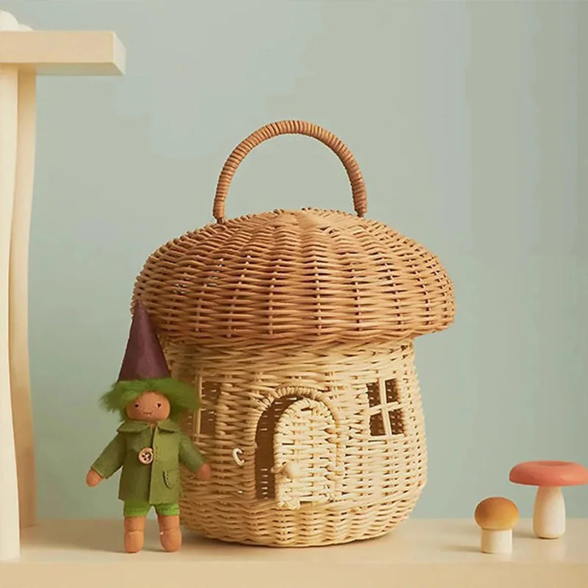 Cesta Cogumelo em Vime – Feita à Mão