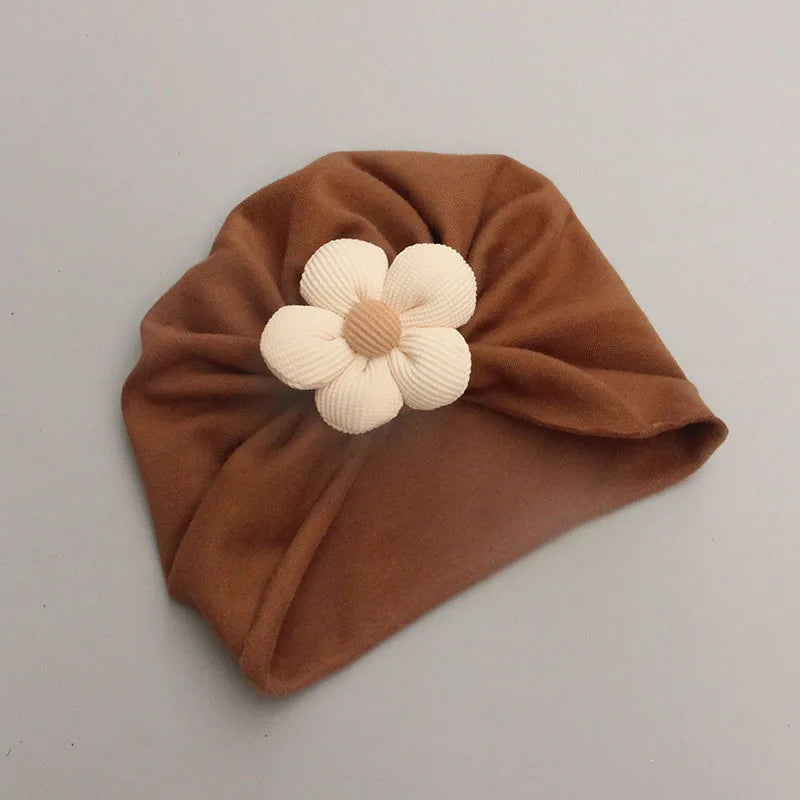 Conjunto flor de algodão – turbante + meias para bebé (0-12M)