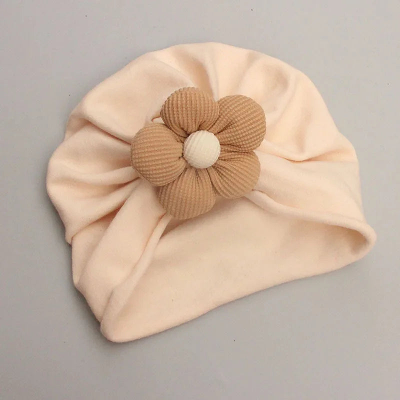 Conjunto flor de algodão – turbante + meias para bebé (0-12M)