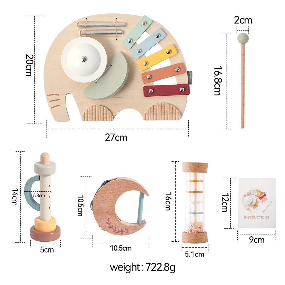 Instrumentos musicais em madeira - kit Montessori sensorial e educativo