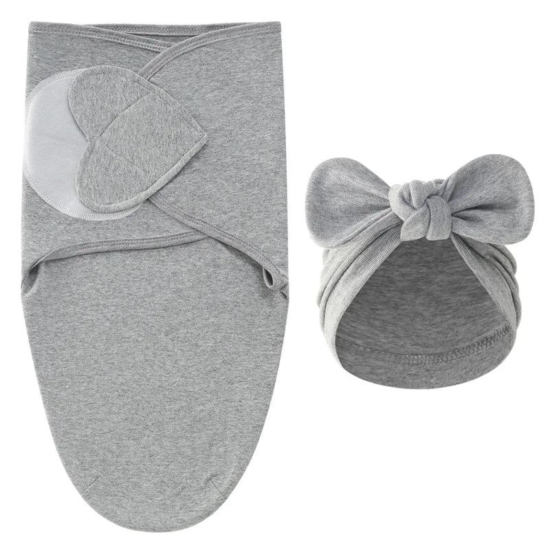 Conjunto de Swaddle e Turbante com Laço – Algodão Suave