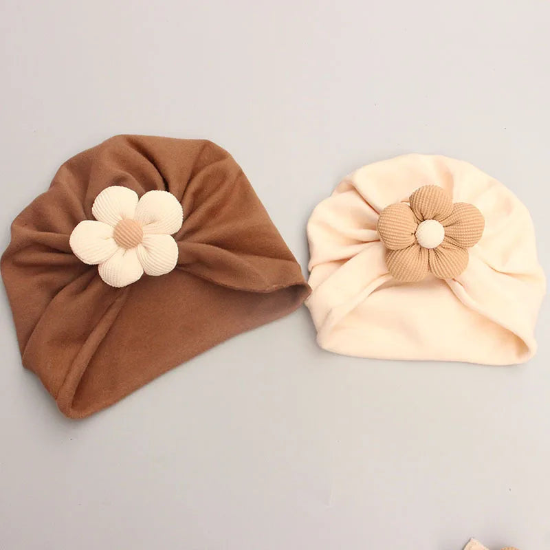 Conjunto flor de algodão – turbante + meias para bebé (0-12M)