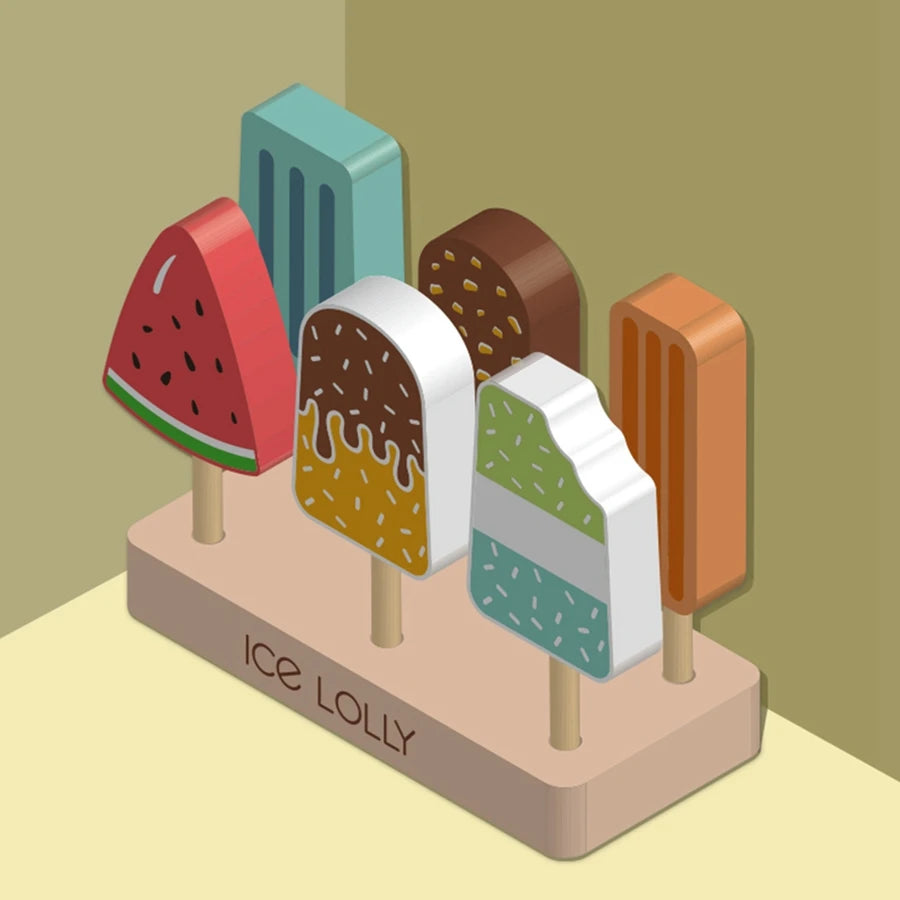 Conjunto de Gelados em Madeira com Base de Apoio
