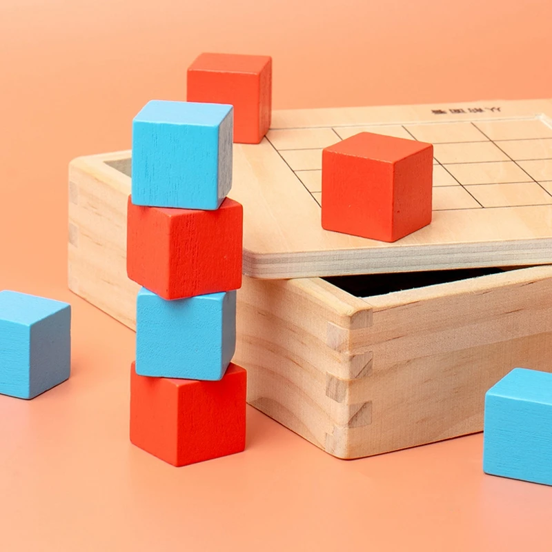 Jogo Educativo de Cubos com Cartas e Grelha 3D, Pensamento Lógico