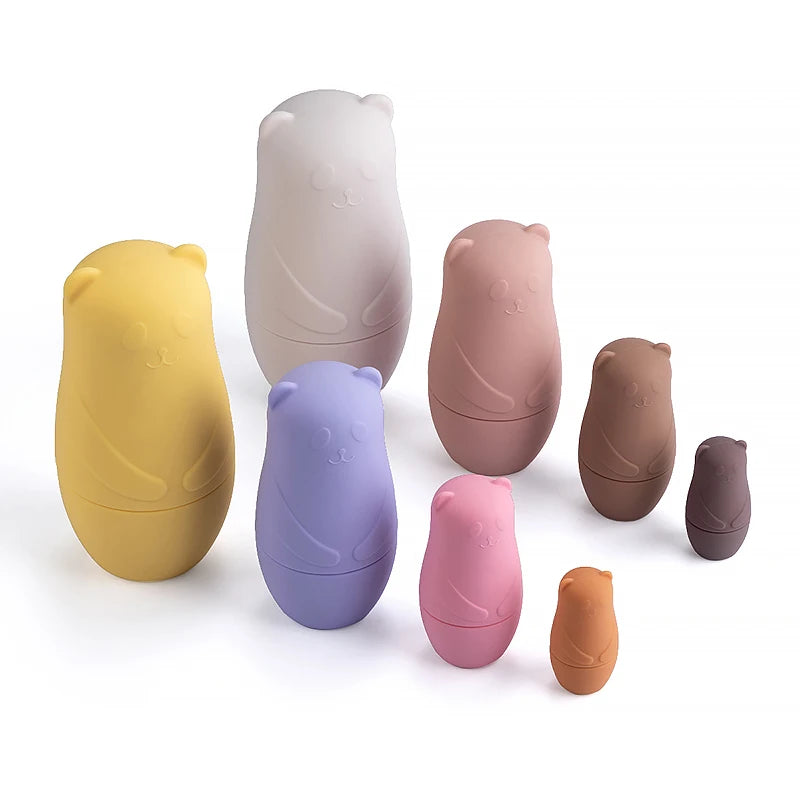 Ursos empilháveis em silicone – Brinquedo sensorial e decorativo