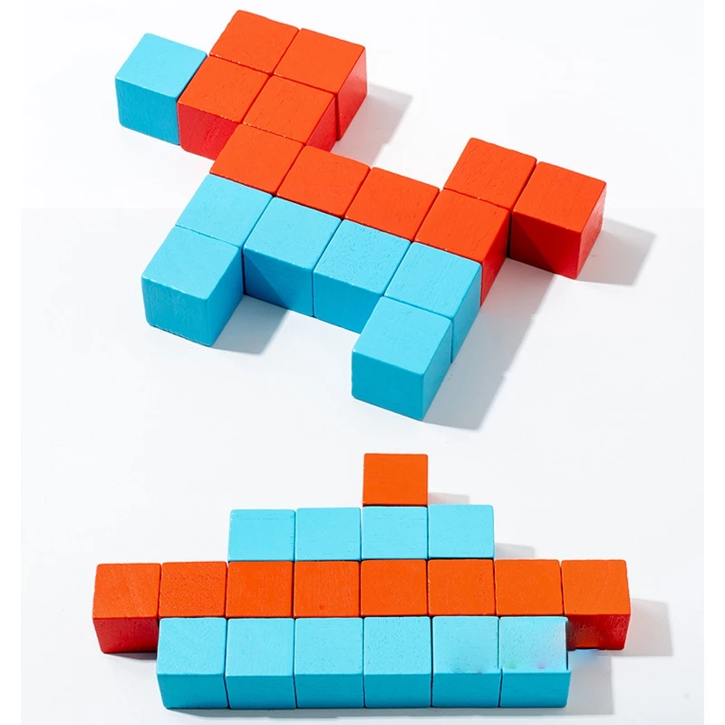 Jogo Educativo de Cubos com Cartas e Grelha 3D, Pensamento Lógico