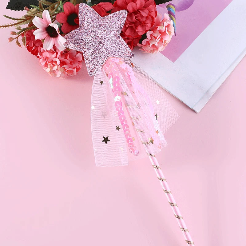 Varinha mágica com estrela brilhante – Acessório encantador para festas e brincadeiras