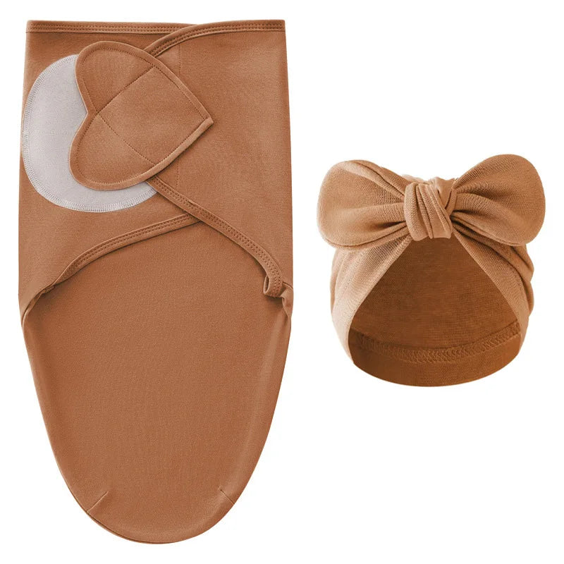 Conjunto de Swaddle e Turbante com Laço – Algodão Suave