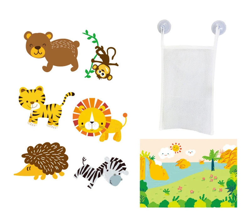 Brinquedo de banho educativo – Puzzle em EVA com animais da selva