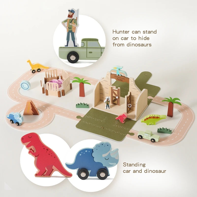 DinoLand Adventure - Um cenário educativo em madeira