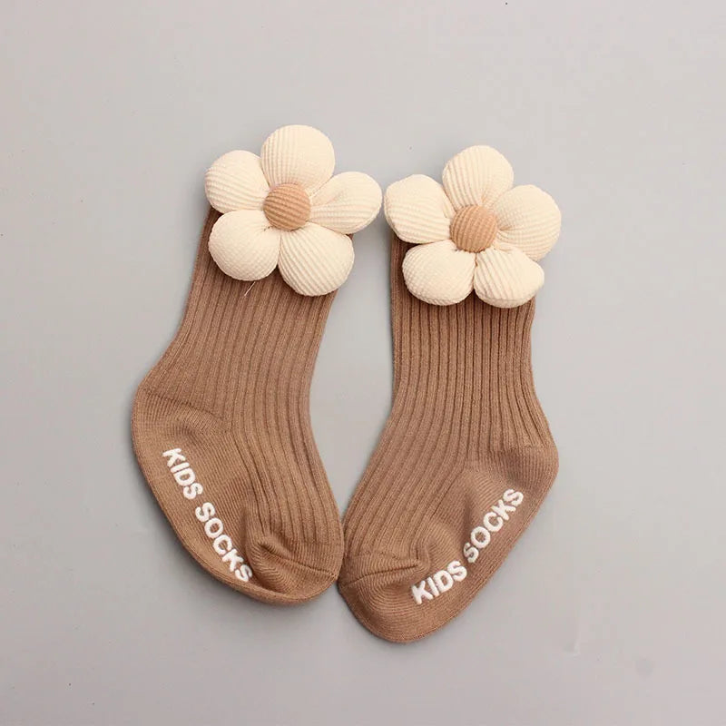 Conjunto flor de algodão – turbante + meias para bebé (0-12M)