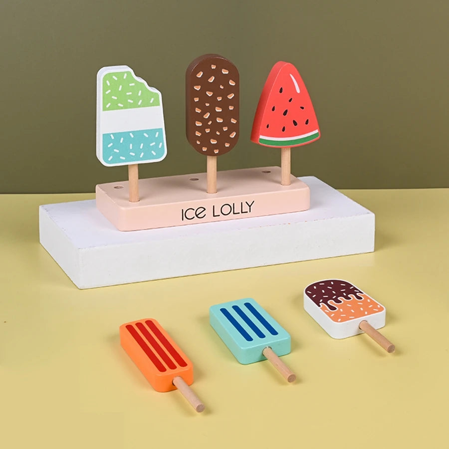 Conjunto de Gelados em Madeira com Base de Apoio