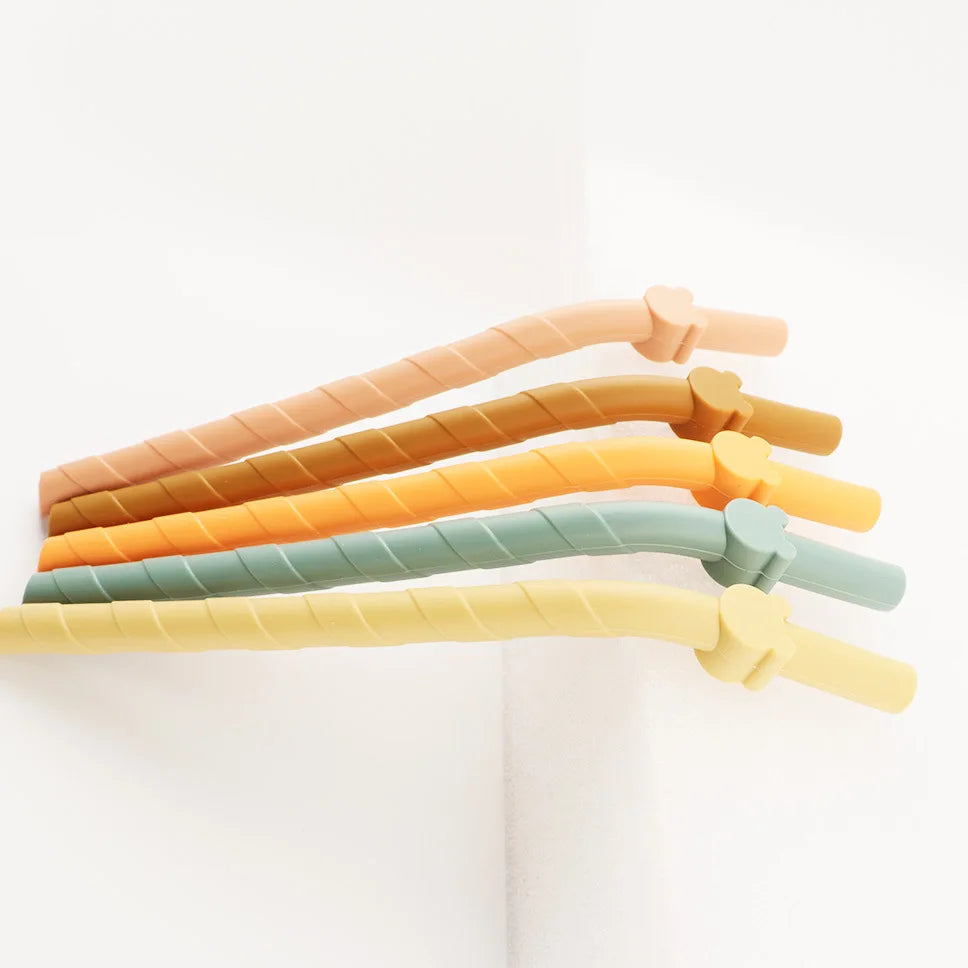 Palhinhas Flexíveis de Silicone Alimentar com Clipe de Urso