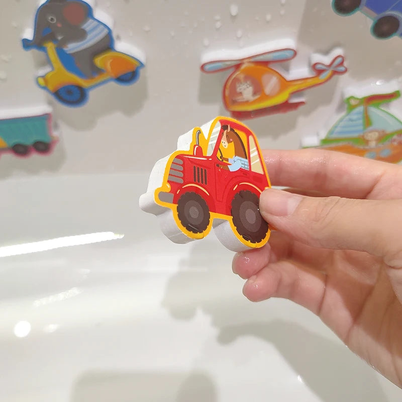 Conjunto Educativo de Brinquedos de Banho – Puzzle EVA Veículos