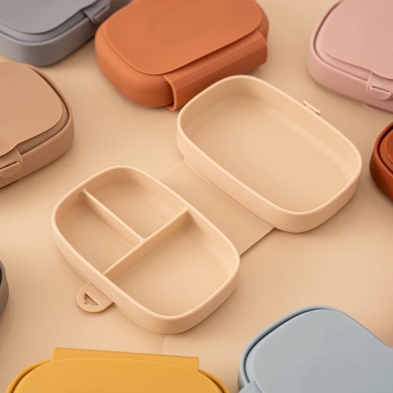 Lancheira Infantil em Silicone com Tampa Hermética – 3 Divisórias