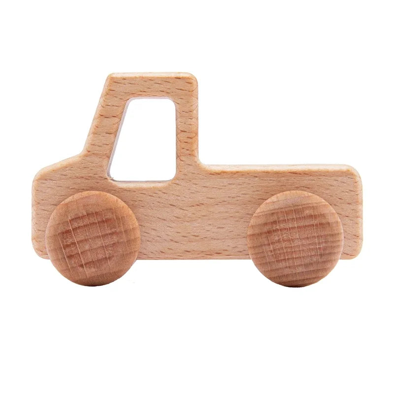 Mini carros em madeira – conjunto Montessori para bebés e crianças pequenas