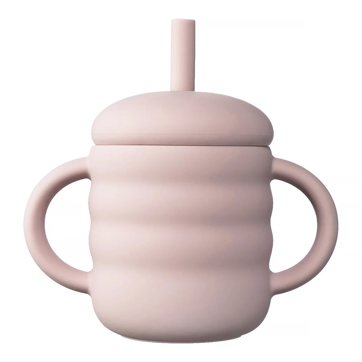 Copo de Silicone com Palhinha e Pegas Laterais, Design Ondulado, Antiderrapante