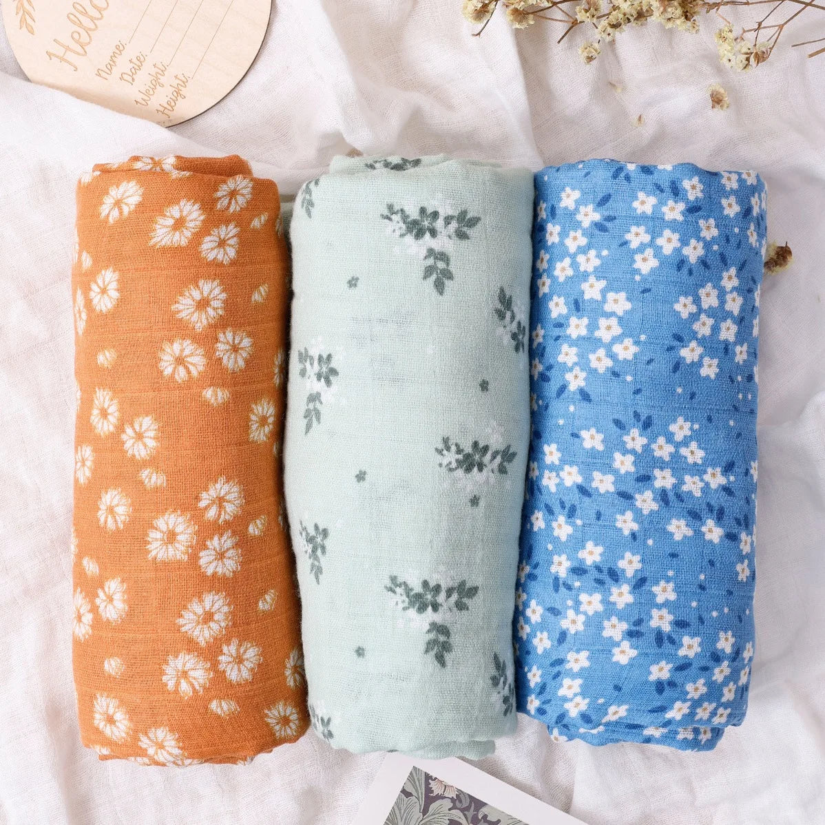 Swaddles – Conjuntos de 3 fraldas 100% algodão