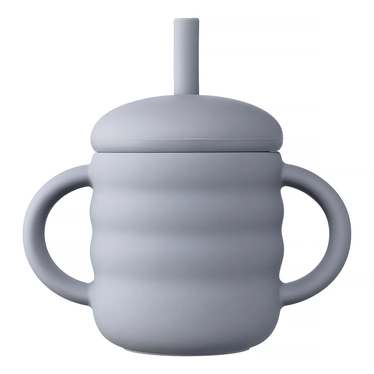 Copo de Silicone com Palhinha e Pegas Laterais, Design Ondulado, Antiderrapante