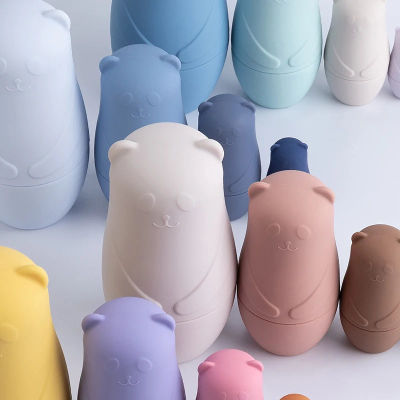 Ursos empilháveis em silicone – Brinquedo sensorial e decorativo