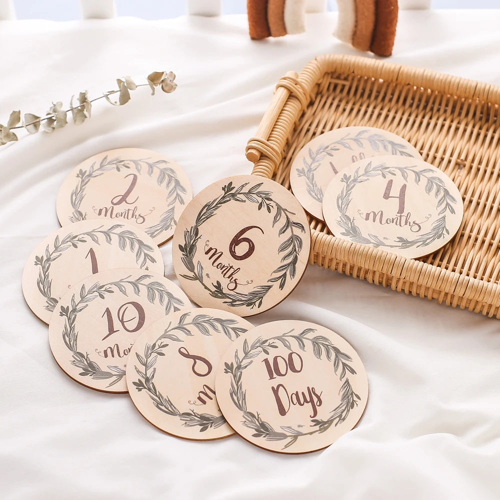 Conjunto de placas mensais de madeira - Eucalyptus Dream