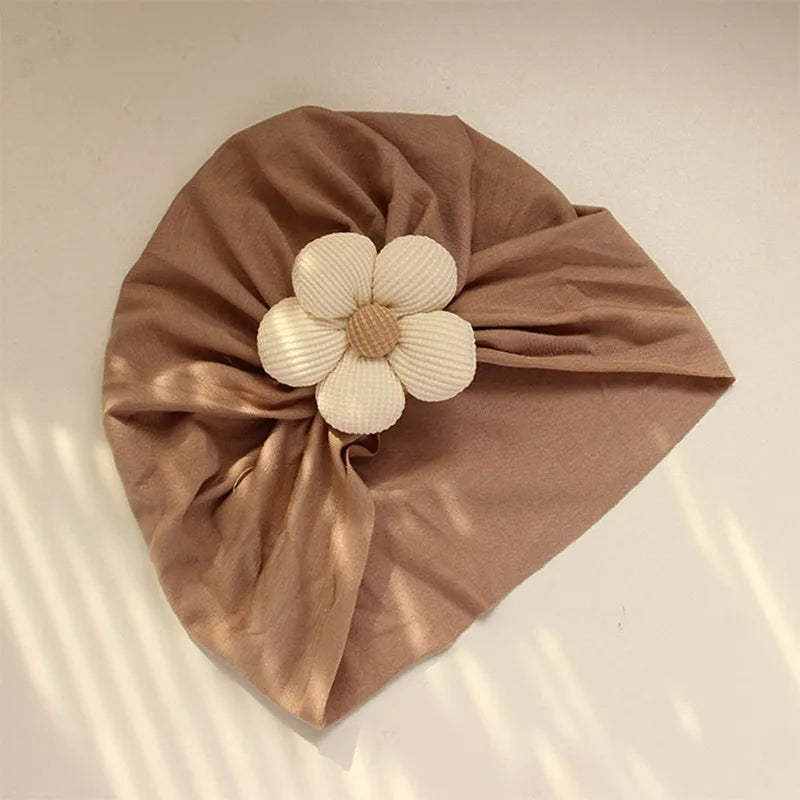 Conjunto flor de algodão – turbante + meias para bebé (0-12M)