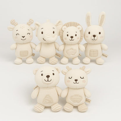 Brinquedos penduráveis sensoriais – animais em peluche com chocalho para carrinho ou berço