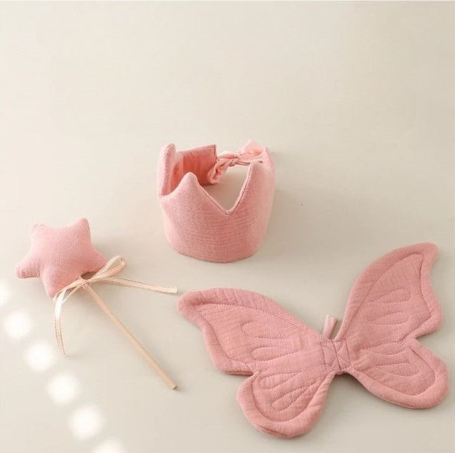 Conjunto Butterfly - Asas de Borboleta, Coroa e Varinha Mágica