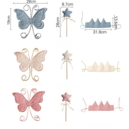 Conjunto Butterfly - Asas de Borboleta, Coroa e Varinha Mágica