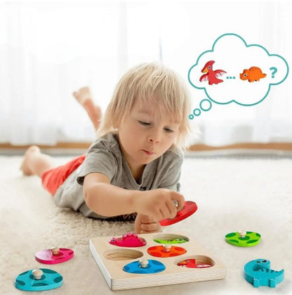 Quebra-cabeça em madeira – ovos de dinossauro | jogo Montessori de encaixe 3D