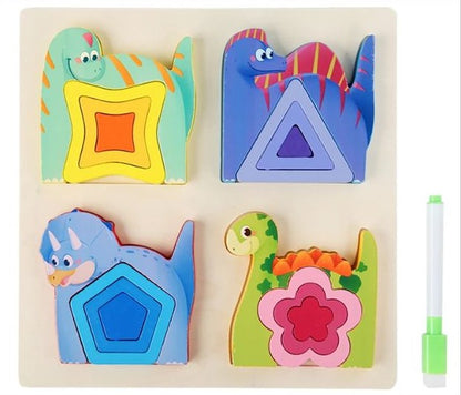 Puzzle de formas e animais – Encaixa, empilha e aprende com diversão!