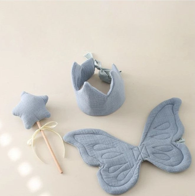 Conjunto Butterfly - Asas de Borboleta, Coroa e Varinha Mágica